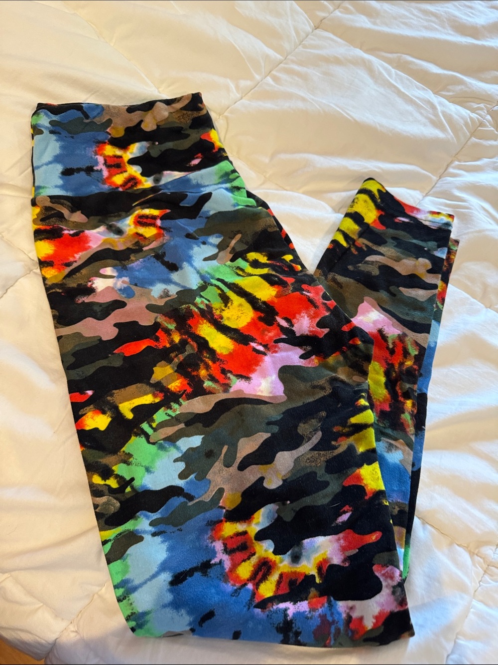 Adult Multicolor Camo Leggings - Bright Tie-Dye Print